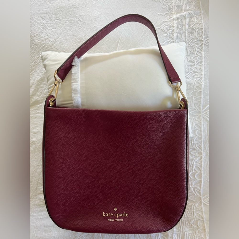 Authentic Kate Spade wine/burgundy colored hobo style purse